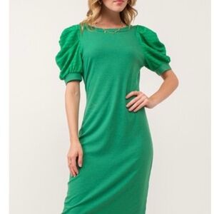Green Puff Sleeve Dress